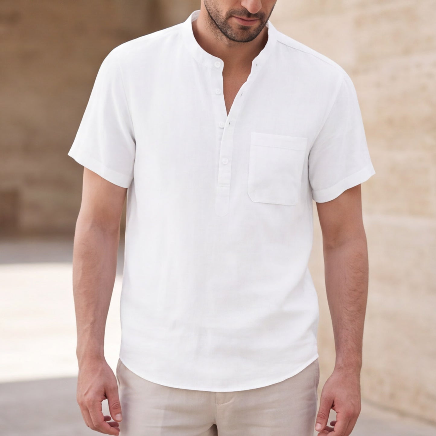 Matteo Bellini Linen Henley Shirt