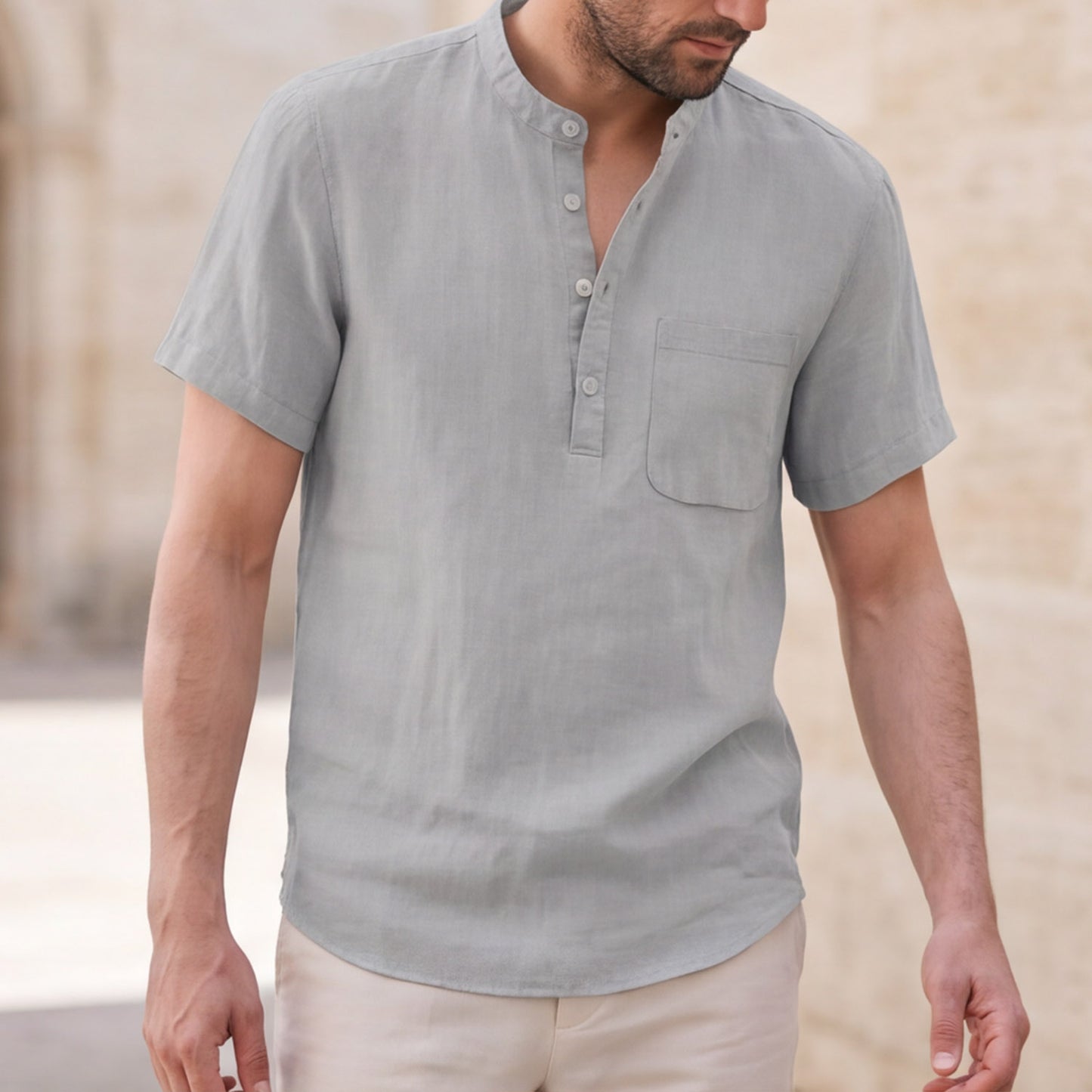 Matteo Bellini Linen Henley Shirt